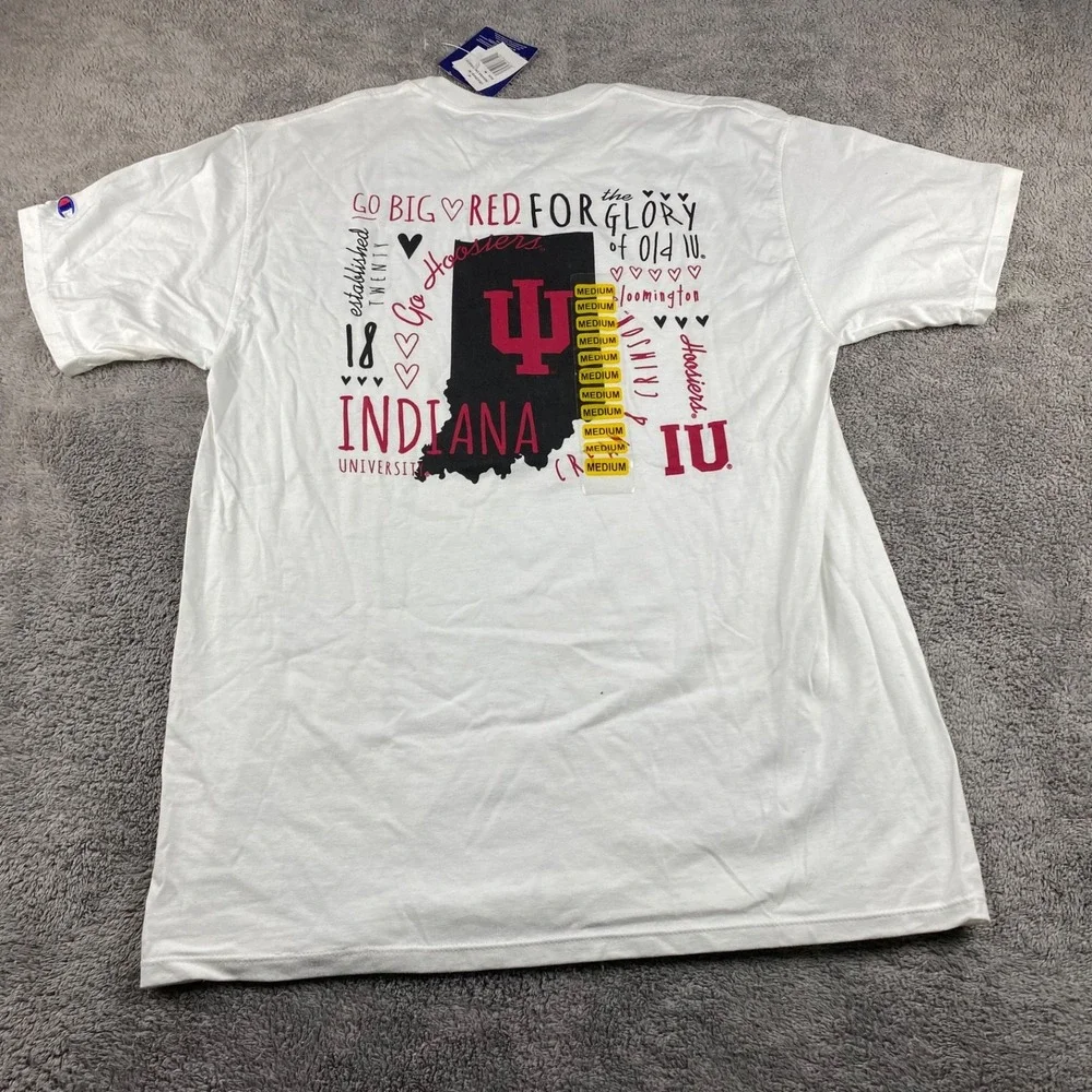 Champion Indiana University T-shirt Mens‎ Medium White Back Graphic - Picture 13 of 16